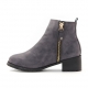 womens round toe side zip closure chunky med heels 1.81" ankle booties Gray