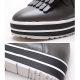 Women's contrast color platform tassel loafers black gray ivory