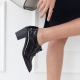 women's glossy black lace up med heels oxfords