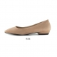 women's round toe real leather simple basic flats beige