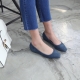 women's round toe real leather simple basic flats navy