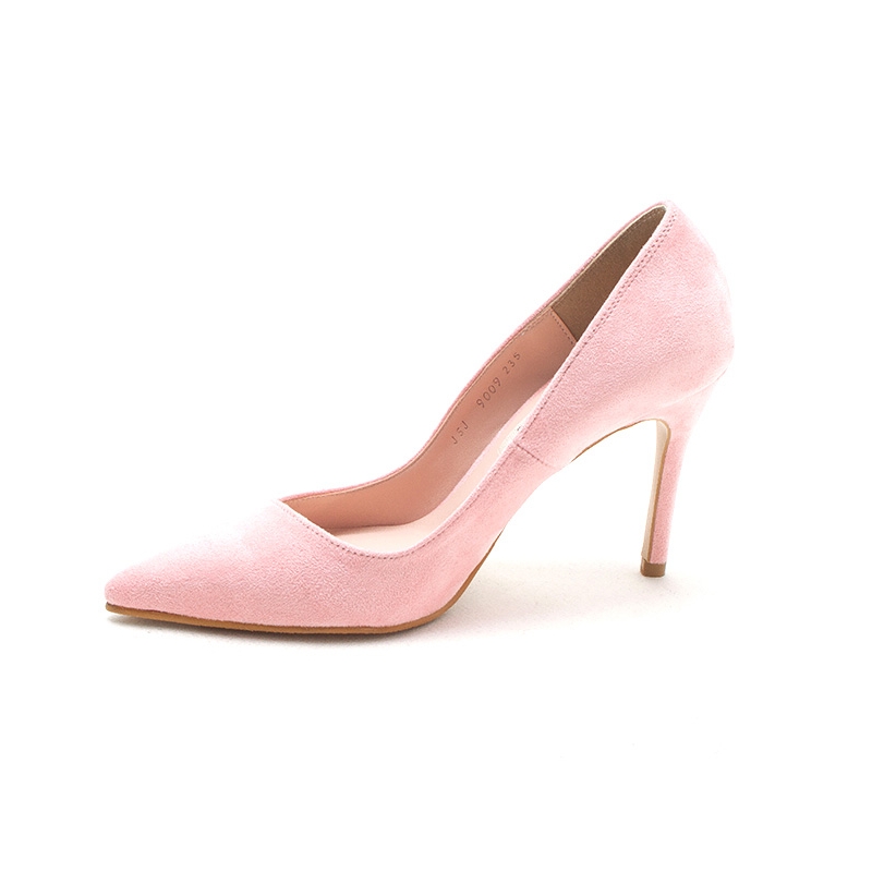 Women's pointed toe pink faux suede high heels pumps