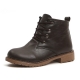 Women's plain toe brown lace-up pull-tap contrast stitch ankle boots