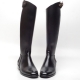 Men's black cow leather side zip top end snap button riding knee boots