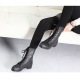 Women's rock chic buckle synthetic leather combat sole side zip closure black lace up ankle boots