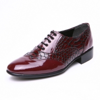 Men's wingtip snake embossed wine synthetic leather﻿ lace up oxfords﻿