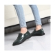 Women's synthetic leather round toe wing tip lace up oxfords espadrille flats green