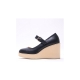 Women's synthetic leather round toe high platform wedge heels mary  jane shoes