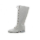 Men's Glossy White side zip closure lace ups  knee high Boots