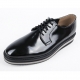 men's plain toe black synthetic leather lace up wedges heels oxfords