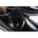 men's plain toe black synthetic leather lace up wedges heels oxfords