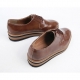 men's plain toe brown synthetic leather lace up wedges heels oxfords