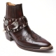 ﻿HAND-MADE Men's brown real Leather front stitch studded side zip western ankle biker boots