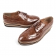 men's wing tips brown synthetic leather lace up wedges heels oxfords