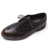 men's punching wing tips brown synthetic leather lace up oxfords