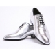 Mens plain toe glitter silver lace up high heels oxfords