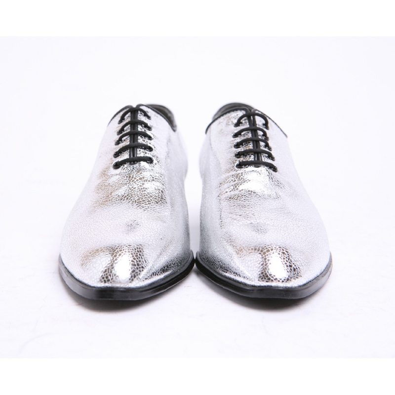 mens pointed toe glitter silver lace up high heels oxfords