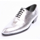 Men's plain toe glitter silver lace up high heels oxfords