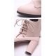 Women's round toe synthetic leather lace ups oxfords chunky high heels  US10