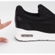 Women's synthetic glitter mesh net thick air platform slip-on sneakers black