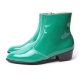 Men's synthetic leather glossy green side zip high heel ankle boots made in KOREA US 5.5-10.5