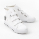 women's 4 buckle sneakers high top zipper shoes white