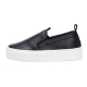 Women's synthetic leather round toe rubber sole slip-on sneakers black