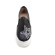 Women's vintage synthetic leather glitter spangle round toe thick platform slip-on sneakers black 