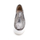 Women's vintage synthetic leather glitter spangle round toe thick platform slip-on sneakers gray