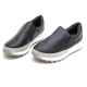 Women's synthetic leather thick platform slip-on insert elastic gores sneakers black