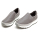 Women's synthetic leather thick platform slip-on insert elastic gores sneakers gray
