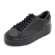 Women's synthetic leather featuring a lace ups chunky platform  sneakers black