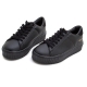 Women's synthetic leather featuring a lace ups chunky platform  sneakers black