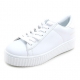 Women's synthetic leather featuring a lace ups chunky platform  sneakers white