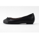 Women's synthetic leather round glitter toe ribbon flat shoes black