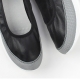 Women's real leather round toe side thick platform shoes black white