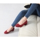 women's synthetic suede round toe chunky med heels