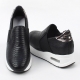 Women's synthetic snake pattern leather air thick platform slip on sneakers black white