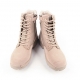 Men's beige two tone synthetic suede fabric eyelet lace up combat sole ankle boots