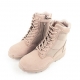 Men's beige two tone synthetic suede fabric eyelet lace up combat sole ankle boots