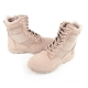 Men's beige two tone synthetic suede fabric eyelet lace up combat sole ankle boots