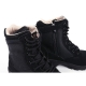 Men's black two tone synthetic suede fabric eyelet lace up combat sole ankle boots