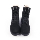 Men's black two tone synthetic suede fabric eyelet lace up combat sole ankle boots