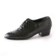 Men's pointed toe snake embossed black synthetic leather lace up high heels oxfords