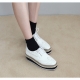 Women's synthetic leather wing tips lace ups thick platform oxfords sneakers black white