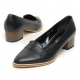 Women's sheep skin peny med heels loafers black US5-US10.5