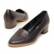 Women's sheep skin peny med heels loafers brown US5-US10.5