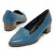 Women's sheep skin peny med heels loafers blue US5-US10.5