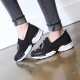 Women's synthetic fabric comfort platform sole side gore slip on sneakers black gray