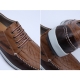 Men's two tone U line contrast stitch eyelet lace up brown leather sneakers US6.5-US10.5